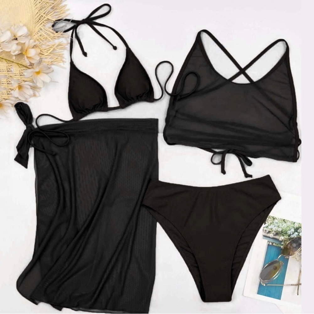 Bikini Cover Up Top & Bottom Black